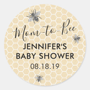 Rustige moeder tegen Baby shower bij bijen Ronde Sticker