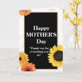 Rustige Moederdag, zwart en geel Kaart (Gele Bloem)