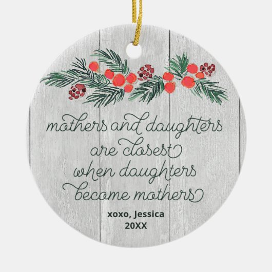 Rustige moeders en aughters Aangepaste zwangerscha Keramisch Ornament (Voorkant)