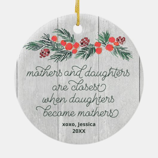 Rustige moeders en aughters Aangepaste zwangerscha Keramisch Ornament (Achterkant)