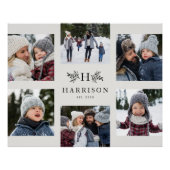 Rustige monogram 6 foto collage familienaam perfect poster (Voorkant)