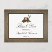 Rustige monogram boom en bruiloft Dank je Briefkaart (Voorkant)