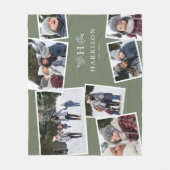 Rustige monogram familie collage 7 foto groen fleece deken (Voorkant)