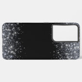 Rustige monogram Klassieke glitter zwart en zilver Samsung Galaxy Hoesje (Linkerkant)