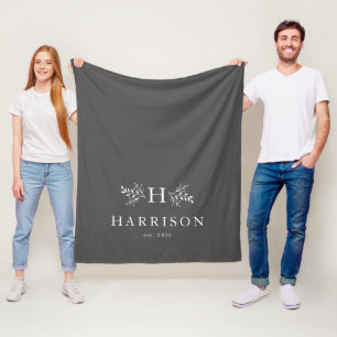 Rustige monogram leisteen grijze newlywed deken