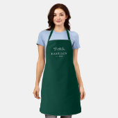Rustige monogram, nieuw gelaagd groen schort (Gedragen)