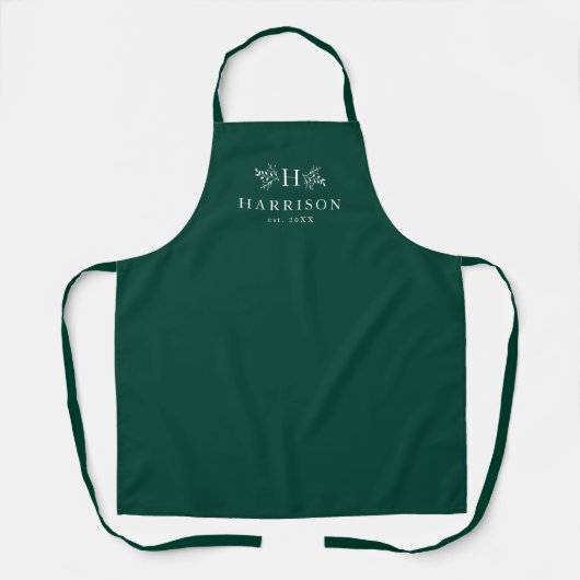 Rustige monogram, nieuw gelaagd groen schort (Voorkant)