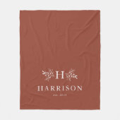 Rustige monogram terracotta initiaal vakantie fleece deken (Voorkant)