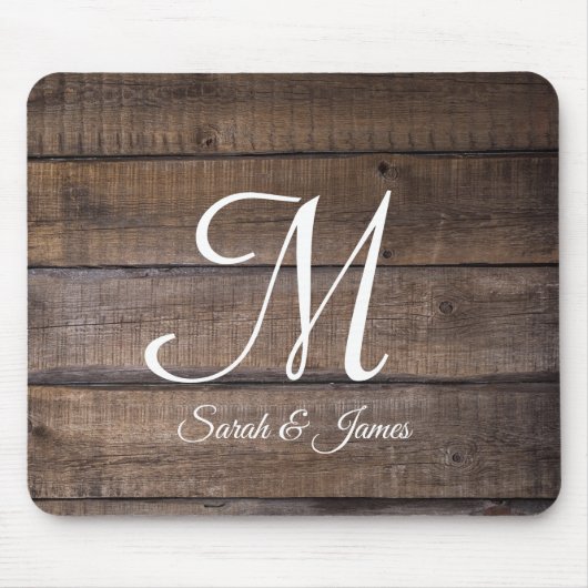 Rustige monogram voor houtscript muismat (Voorkant)