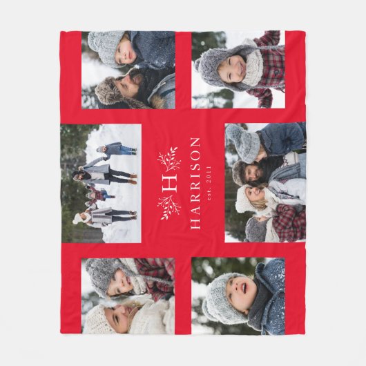 Rustige monogram zes foto-inkuildag fleece deken (Voorkant)