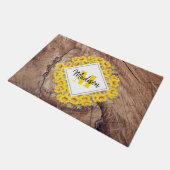 Rustige monogram zonnebloemen & houtextuur deurmat (Schuin)
