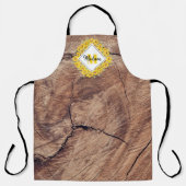 Rustige monogram zonnebloemen & houtextuur schort (Voorkant)