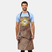 Rustige monogram zonnebloemen & houtextuur schort (Gedragen)
