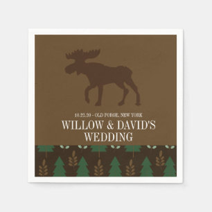Rustige Moose Natuur Pine Tree Napkin Servet