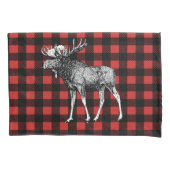 Rustige Moose Red en Black Buffalo Lumberjack Pset Kussensloop (Voorkant)