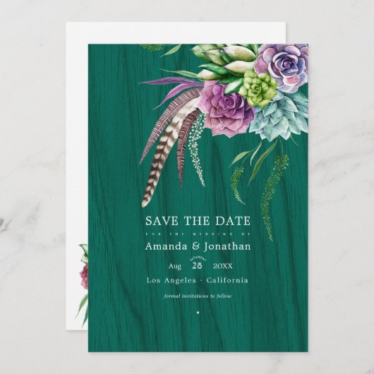 Rustige mystieke skeletbohemitische bruiloft save the date (Voorkant / Achterkant)