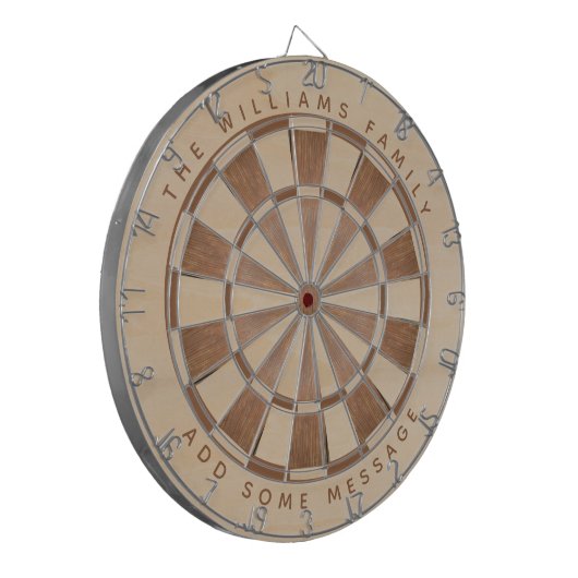 Rustige naam Bericht Bruin hout Klassiek Dartbord (Voorkant Links)