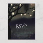 Rustige nachtbomen en Mason Jar-lampjes RSVP Uitnodiging Briefkaart (Voorkant)