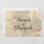 Rustige  Nashville Map Wedding Uitnodiging (Voorkant)