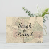 Rustige  Nashville Map Wedding Uitnodiging (Staand voorkant)