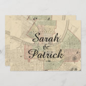 Rustige  Nashville Map Wedding Uitnodiging (Voorkant / Achterkant)