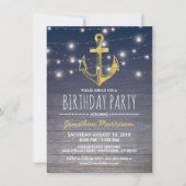 Rustige Nautical Blue Mannen Birthday Party Kaart (Voorkant)