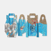 Rustige Nautical Blue Wood Burlap Starfish Bedankdoosjes (Uitgevouwen)
