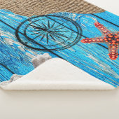 Rustige Nautical Blue Wood Burlap Starfish Sherpa Deken (3/4)