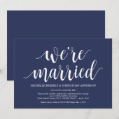 Rustige Navy Blue Trouw Elopement Ontvangst Kaart (Voorkant / Achterkant)