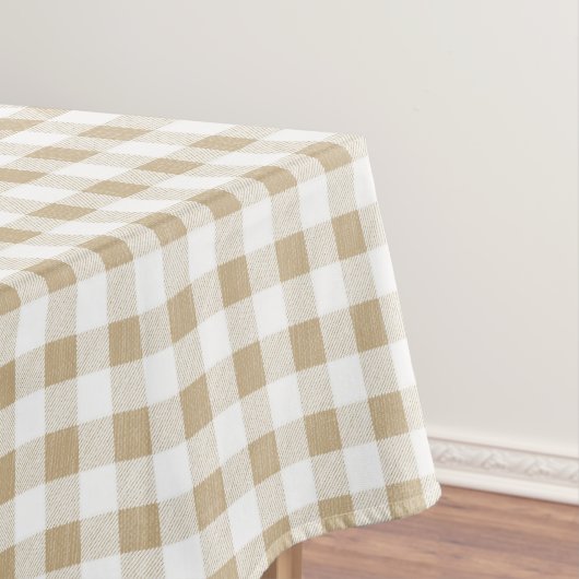 Rustige Neutrale Beige Gingham Buffalo Pset Tafelkleed (Voorbeeld)
