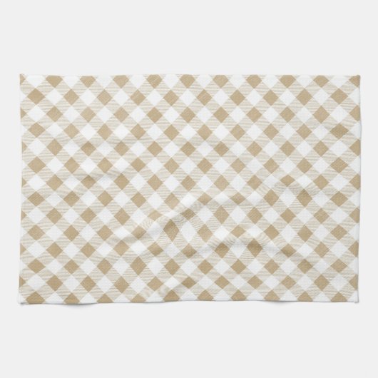 Rustige Neutrale Beige Gingham Buffalo Pset Theedoek (Horizontaal)