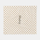 Rustige Neutrale Beige Gingham Pset Name Fleece Deken (Voorkant (Horizontaal))
