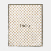 Rustige Neutrale Beige Gingham Pset Name Fleece Deken (Voorkant)