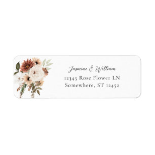 Rustige neutrale Boho Floral S2 Return Address Lab Etiket