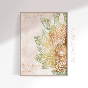 Rustige neutrale toon gouden giraffe boho muur kun poster