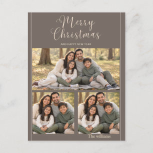 Rustige neutrale vrolijke kerst familie foto feestdagenkaart