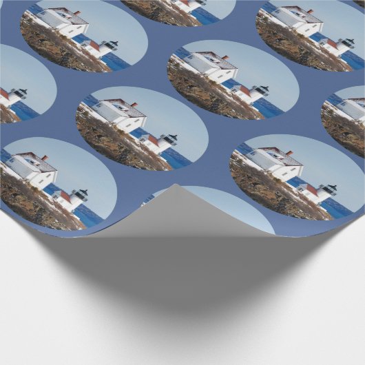 Rustige Ocean Lighthouse Kerstmis Cadeaupapier (Hoek)