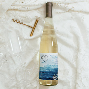 Rustige Ocean Wedding Wine Label Wijn Etiket