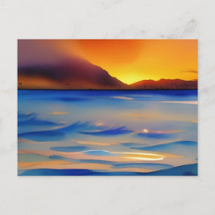 Rustige oceanzonsondergang aquarel briefkaart