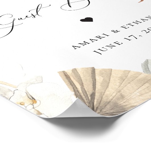 Rustige Oerwoud Foliage Guest Book Sign Poster (Hoek)