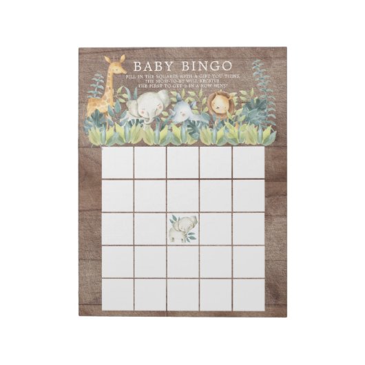 Rustige Oerwouden Baby shower Bingo Game Notitieblok (Gedraaid)
