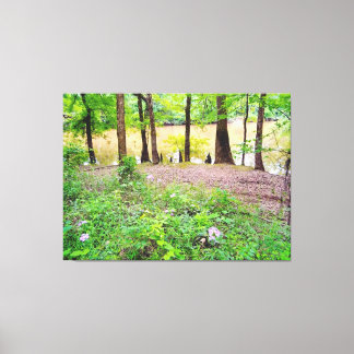 Rustige oever met wilde bloemen canvas afdruk