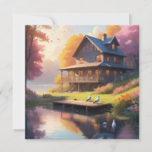 rustige oever van het meer charmant houten huis