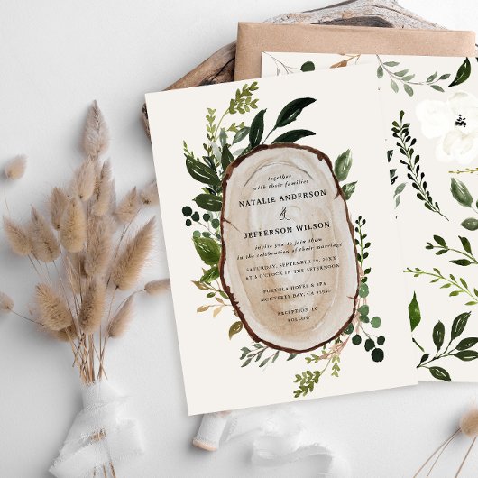 Rustige oliefabriek Elegant Botanical Wedding Kaart