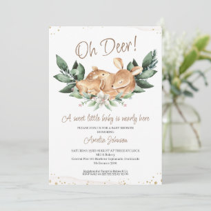 Rustige olievlek Deer Fawn Baby shower Kaart