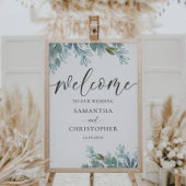 Rustige olievlek Green Calligraphy Wedding Sign Poster