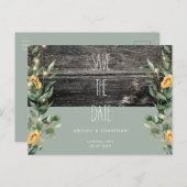 Rustige olievloeitijd Zonnebloem Datum sparen Uitnodiging Briefkaart (Voorkant / Achterkant)