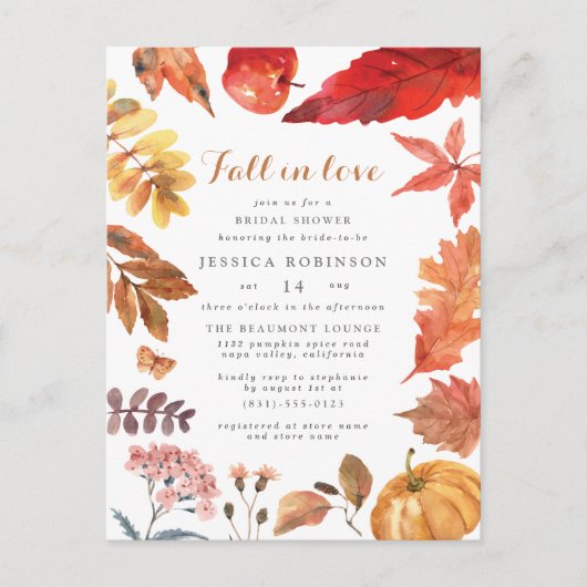 Rustige Oranje bladeren | Met Herfst gelijkgesteld Uitnodiging Briefkaart (Voorkant)