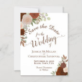 Rustige Oranje Boho Floral Wedding Save the Date Magnetische Uitnodiging (Voorkant)