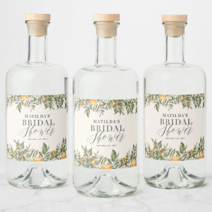 Rustige oranje botanische vrijgezellenfeest van ci likeurfles etiket